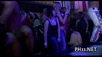 Oozing pussy on the dance floor