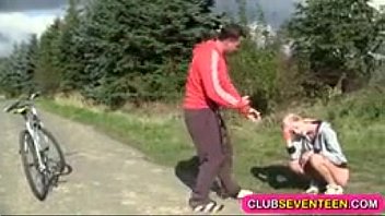 Beautiful skinny teen girl fucked by her runnning coach on the bicycle